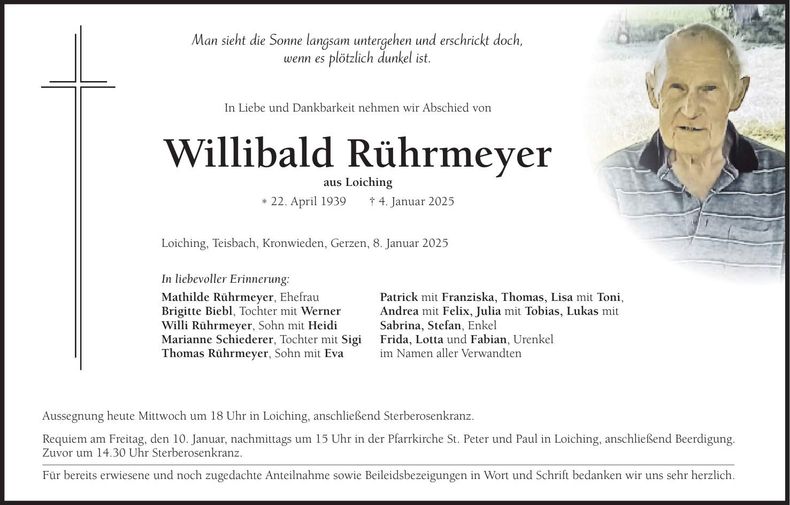 Traueranzeige Willibald Rührmeyer