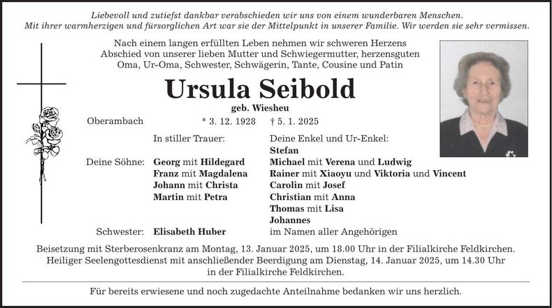 Traueranzeige Ursula Seibold