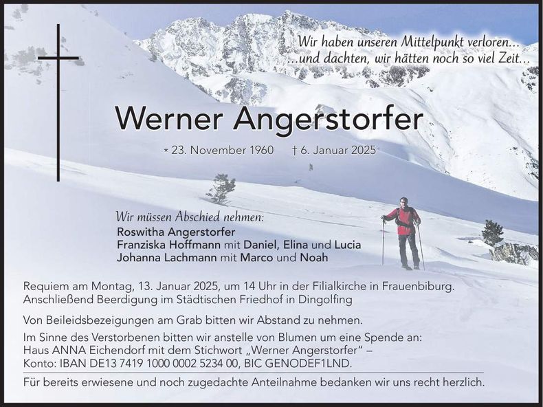 Traueranzeige Werner Angerstorfer