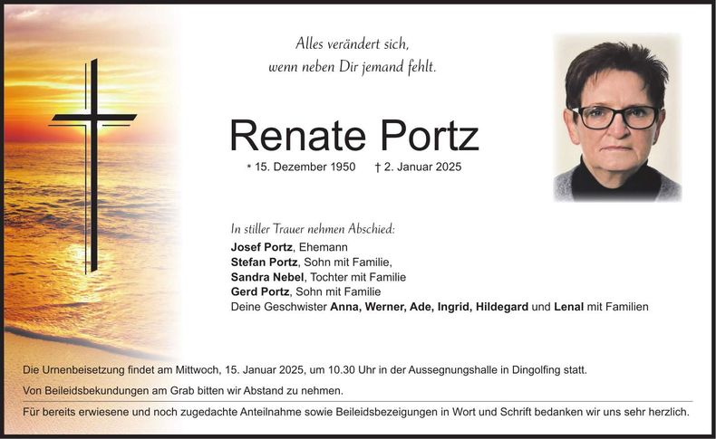 Traueranzeige Renate Portz