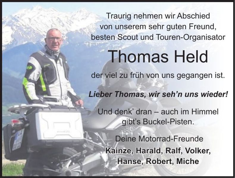 Traueranzeige Thomas Held