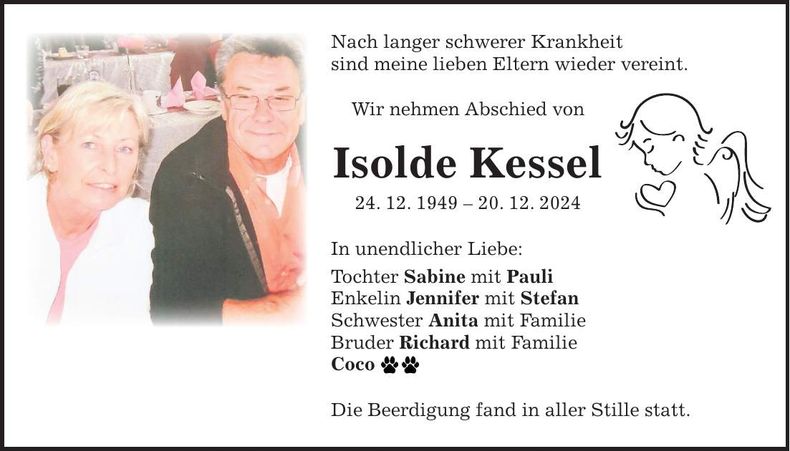 Traueranzeige Isolde Kessel