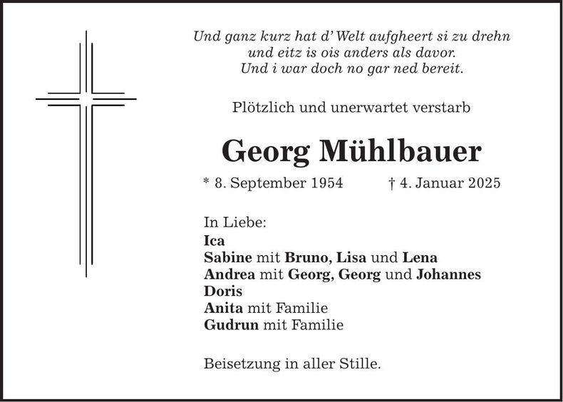 Traueranzeige Georg Mühlbauer