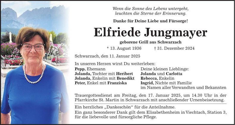Traueranzeige Elfriede Jungmayer