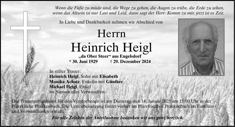 Traueranzeige Heinrich Heigl