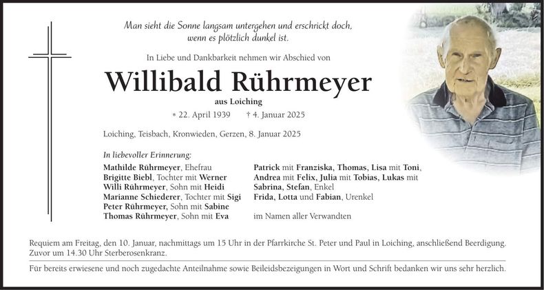 Traueranzeige Willibald Rührmeyer