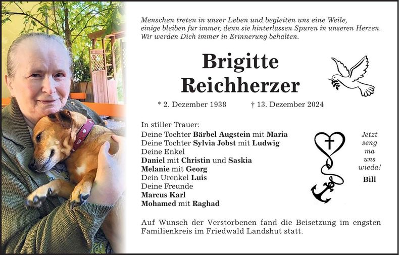 Traueranzeige Brigitte Reichherzer