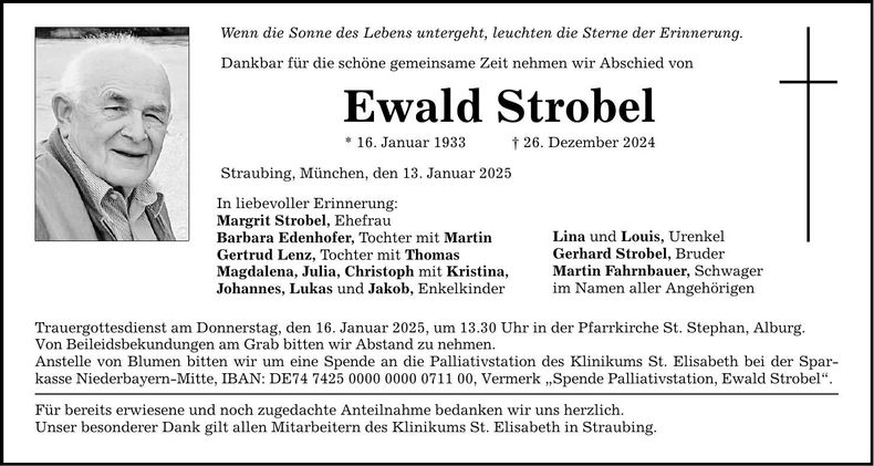Traueranzeige Ewald Strobel