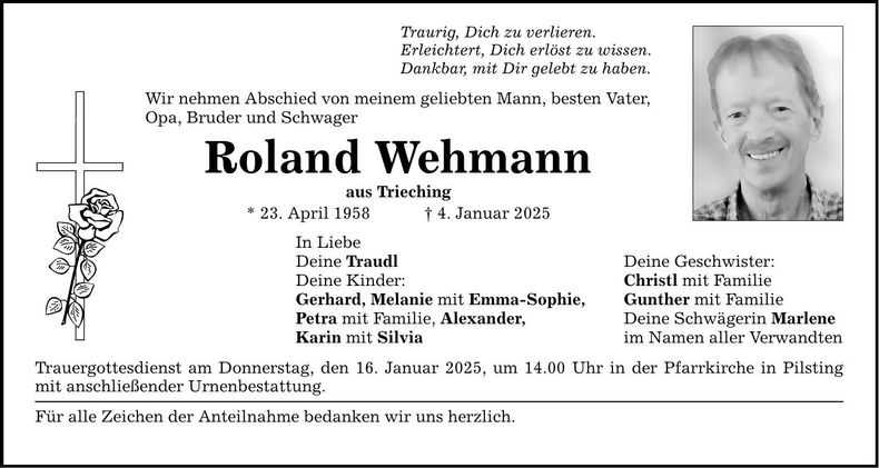 Traueranzeige Wehmann Edeltraud