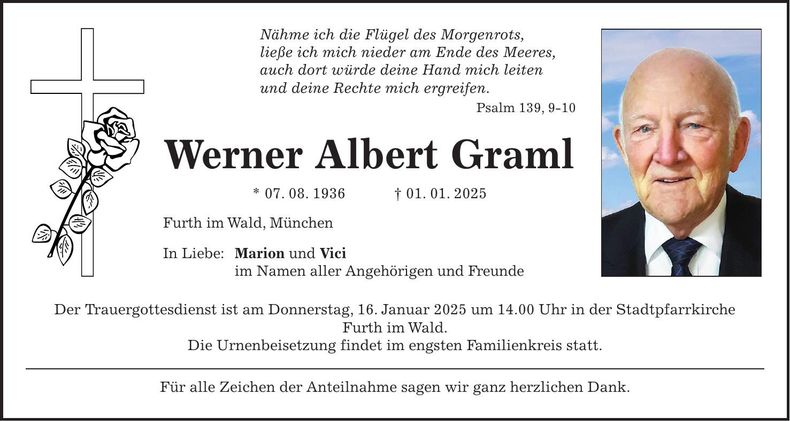 Traueranzeige Werner Albert Graml