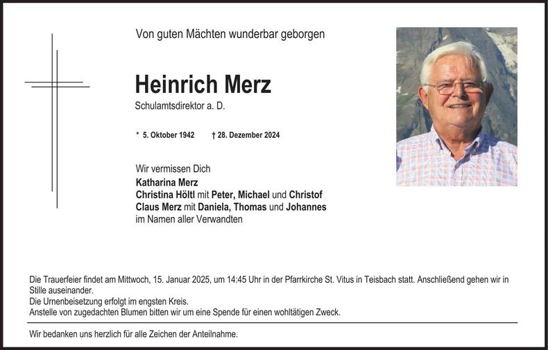 Traueranzeige Heinrich Merz