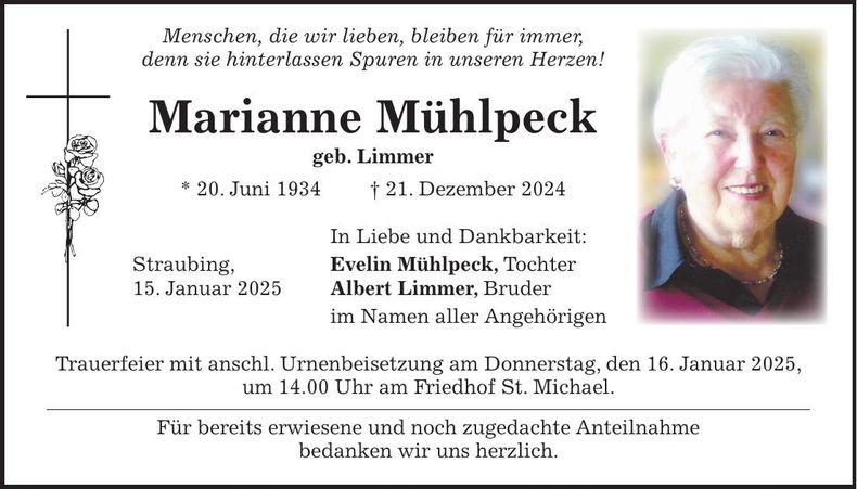 Traueranzeige Marianne Mühlpeck