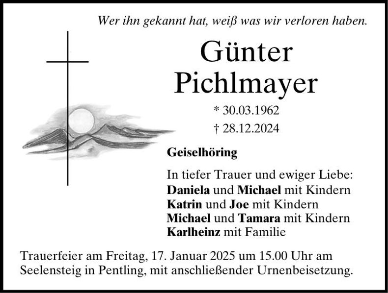Traueranzeige Günter Pichlmayer