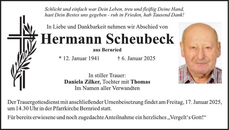 Traueranzeige Hermann Scheubeck