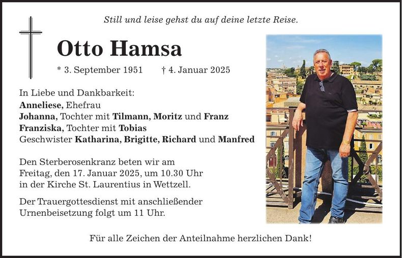 Traueranzeige Otto Hamsa