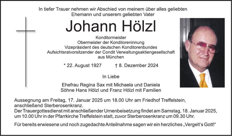 Traueranzeige Johann Hölzl