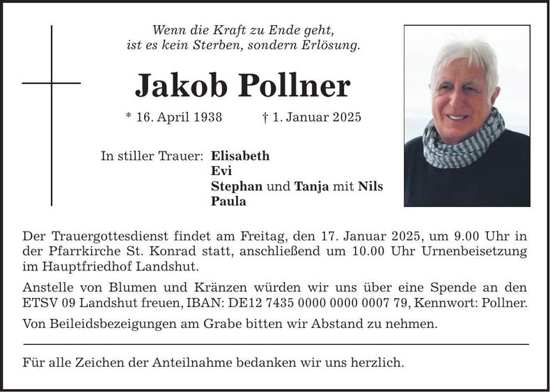 Traueranzeige Jakob Pollner