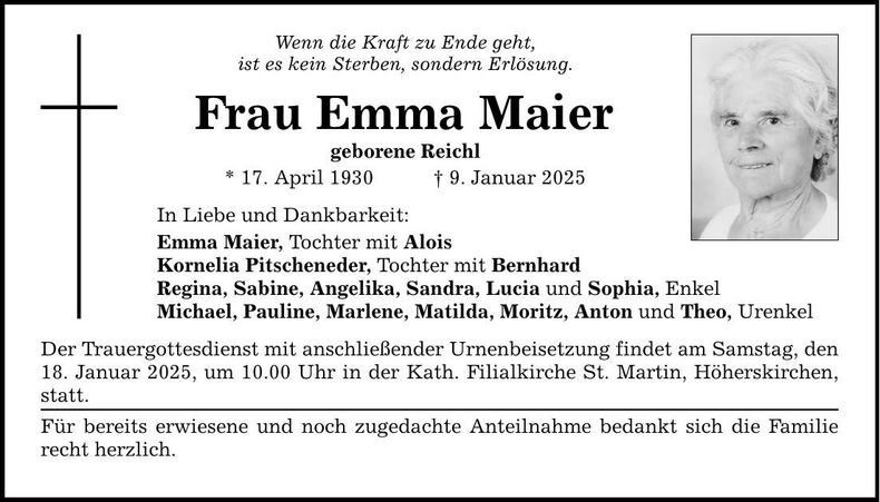 Traueranzeige Emma Emma
