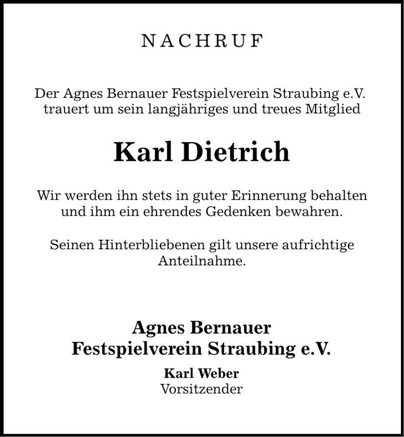 Traueranzeige Karl Friedrich