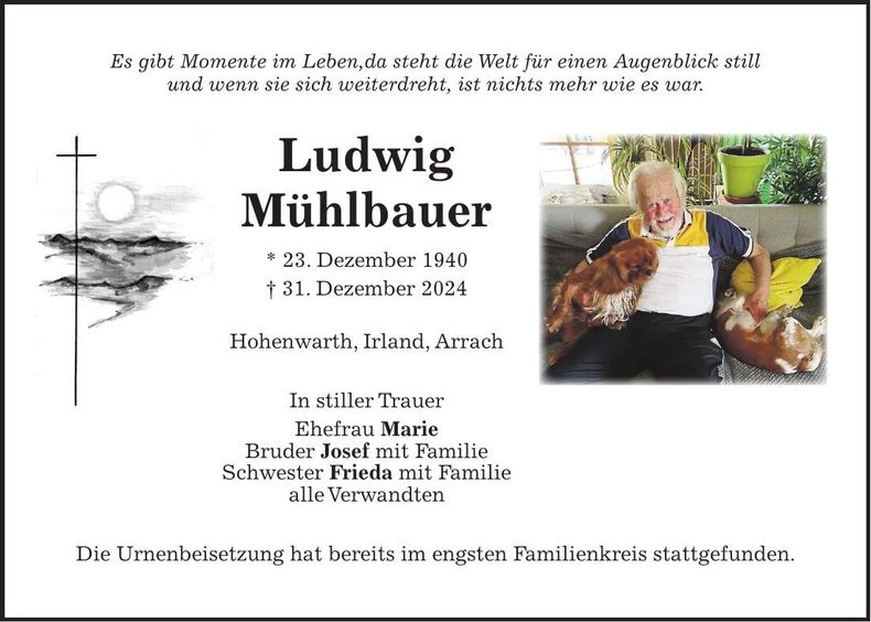 Traueranzeige Ludwig Mühlbauer