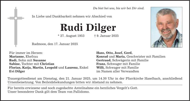 Traueranzeige Rudi Dilger