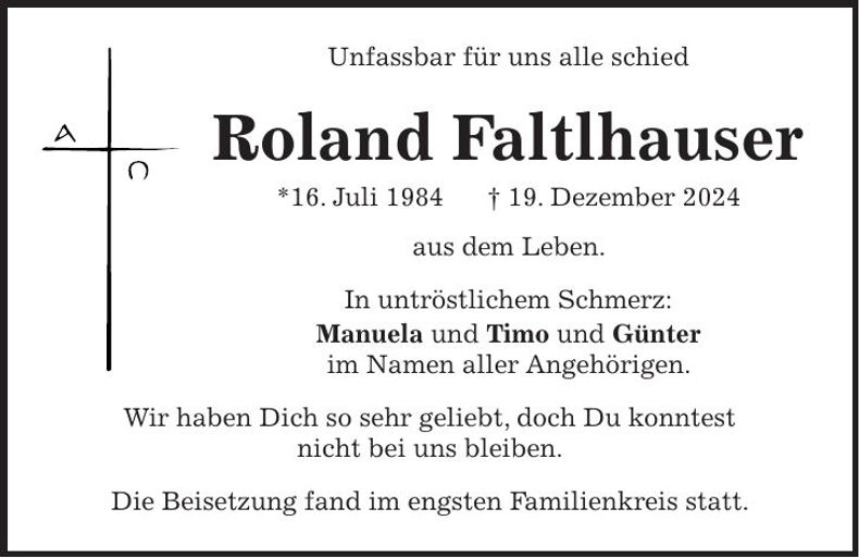 Traueranzeige Roland Faltlhauser