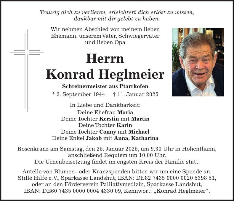 Traueranzeige Konrad Heglmeier