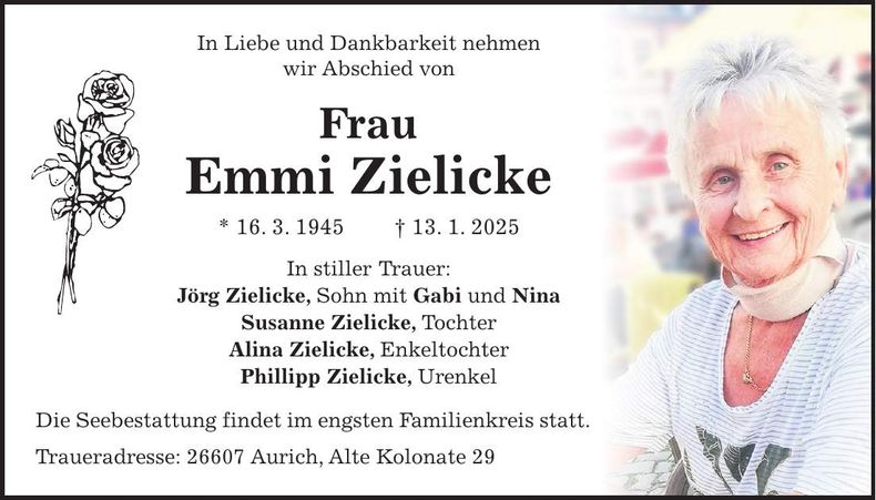 Traueranzeige Emmi Zielicke