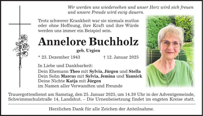 Traueranzeige Annelore Buchholz