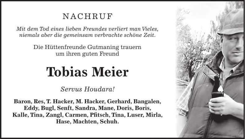 Traueranzeige Tobias Meier