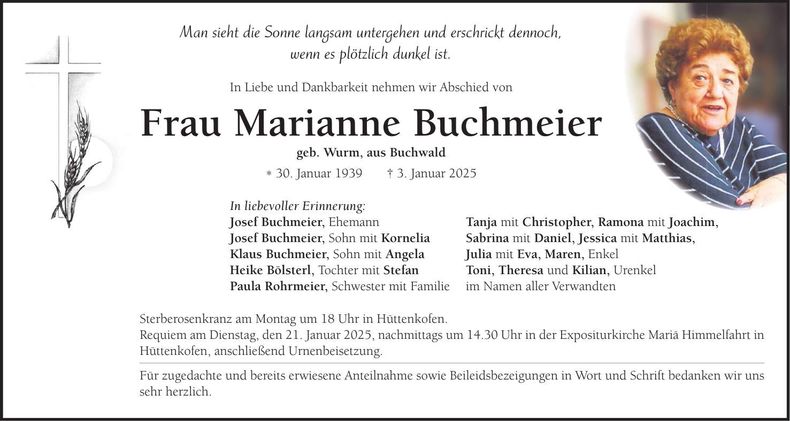 Traueranzeige Marianne Buchmeier