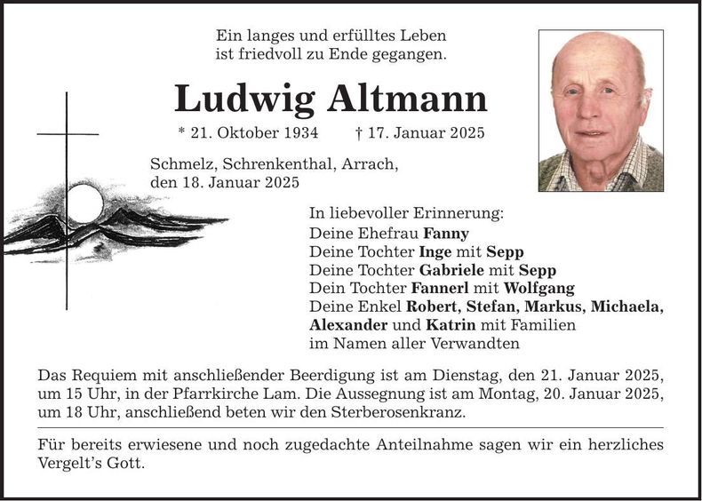 Traueranzeige Ludwig Altmann