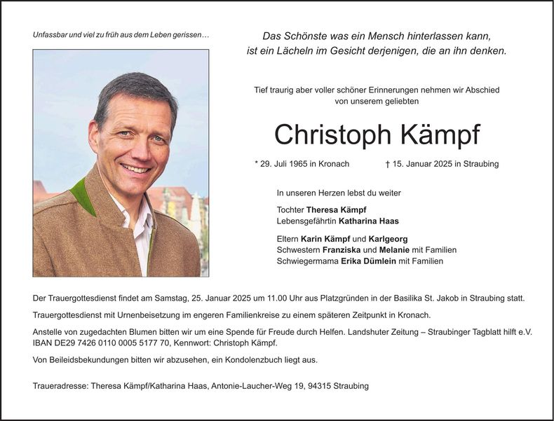 Traueranzeige Christoph Kämpf