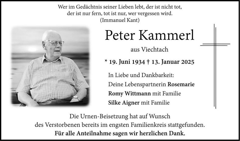 Traueranzeige Kammerl Peter