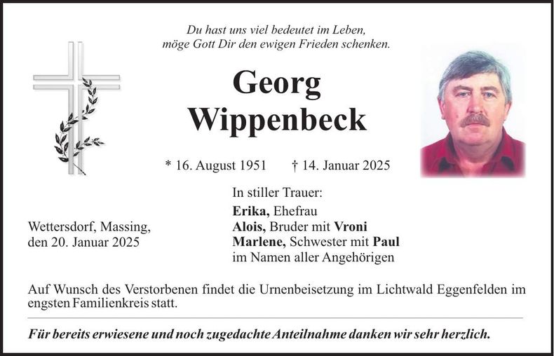 Traueranzeige Georg Wippenbeck
