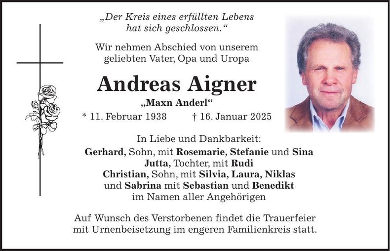 Traueranzeige Andreas Aigner