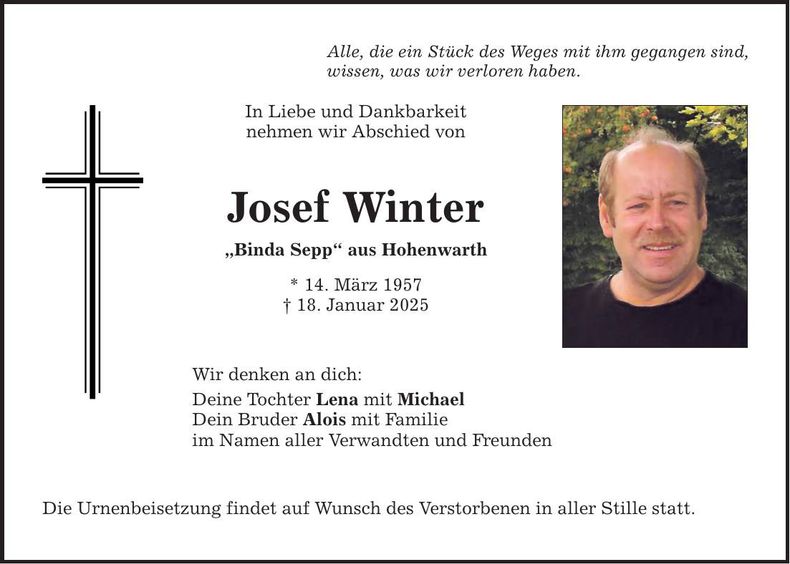 Traueranzeige Josef Winter