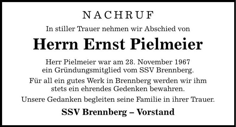 Traueranzeige Ernst Pielmeier
