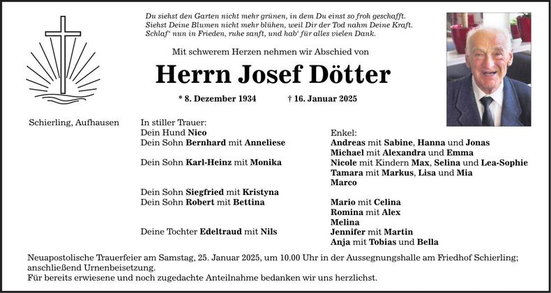 Traueranzeige Josef Dötter