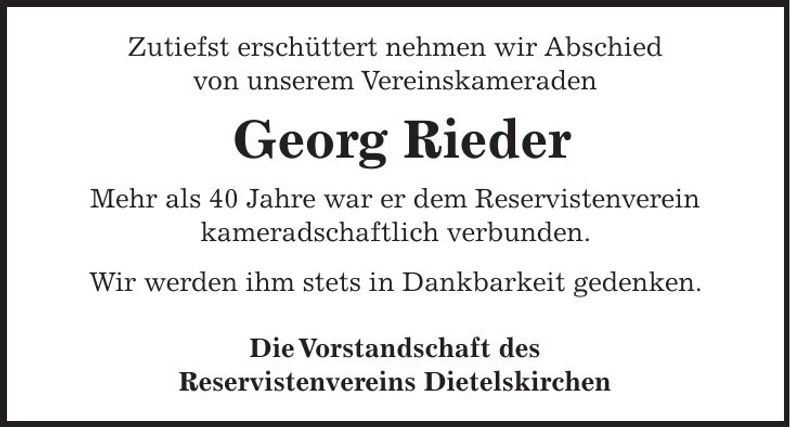 Traueranzeige Georg Rieder
