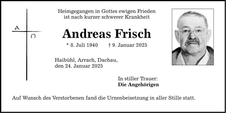 Traueranzeige Andreas Frisch