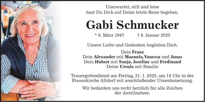 Traueranzeige Gabi Schmucker