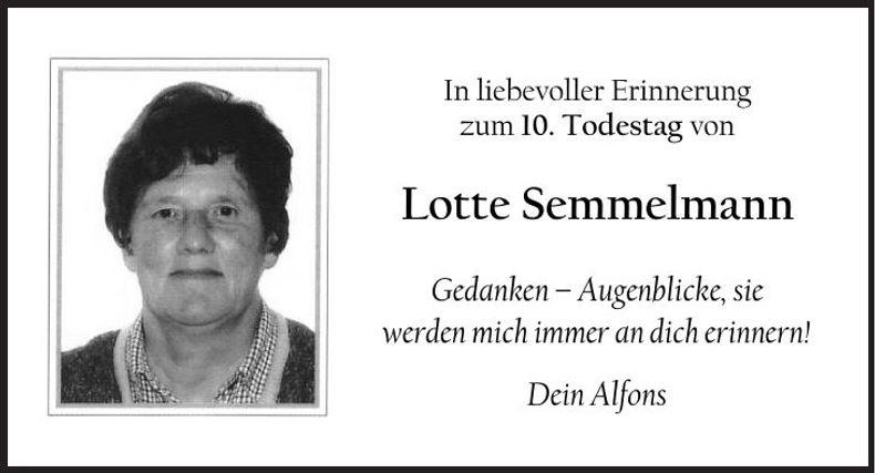 Traueranzeige Lotte Semmelmann