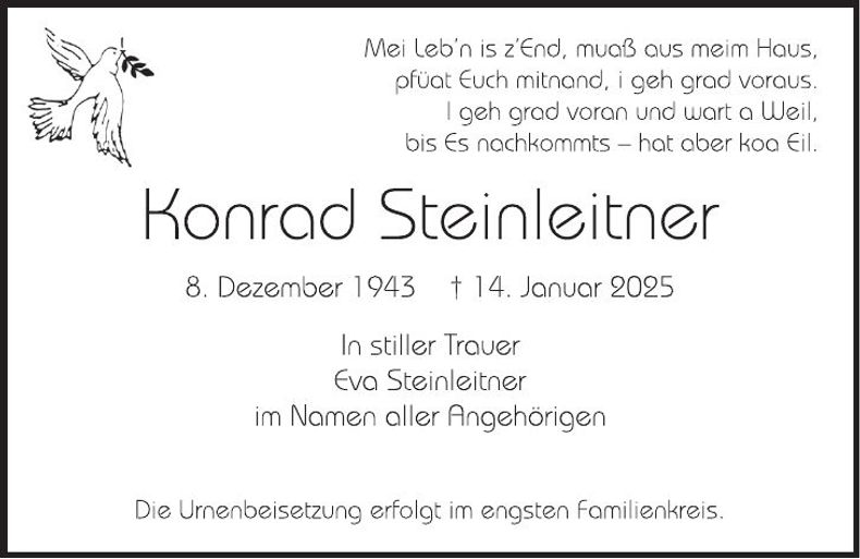 Traueranzeige Konrad Steinleitner