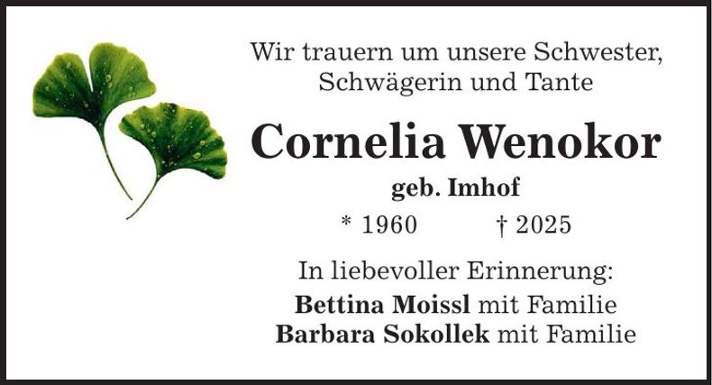 Traueranzeige Cornelia Wendekor