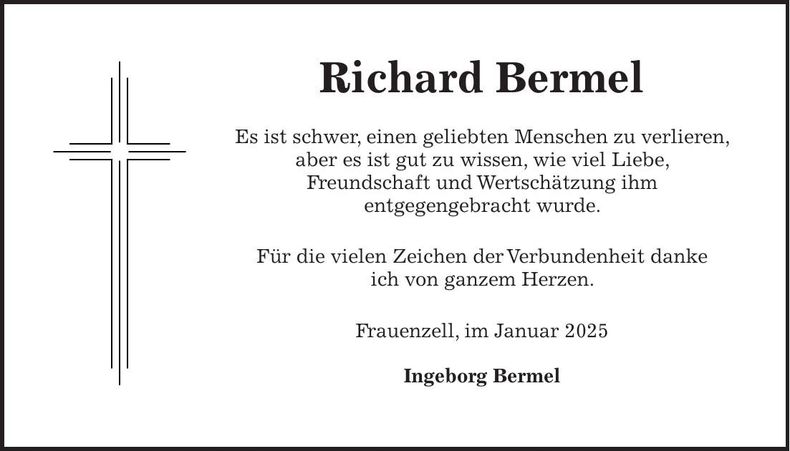 Traueranzeige Richard Bermel