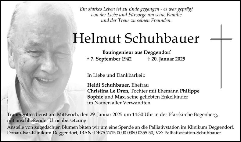 Traueranzeige Helmut Schuhbauer