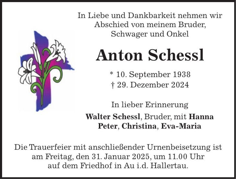 Traueranzeige Anton Schessl