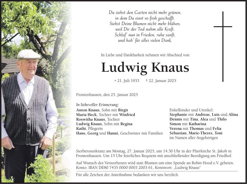 Traueranzeige Ludwig Knaus