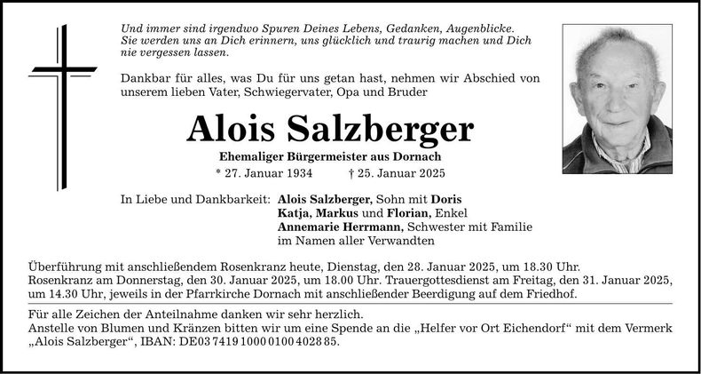 Traueranzeige Alois Salzberger